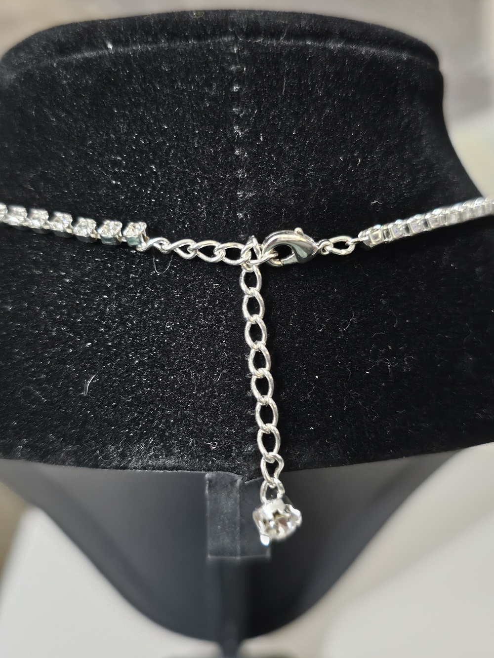 Silver-tone Crystal Rhinestone Cluster Necklace - Picture 3 of 3